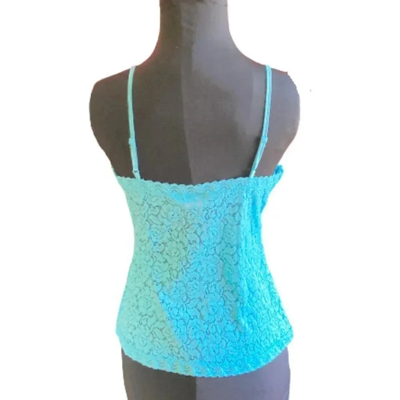 VINTAGE Enchanted Aqua Floral Lace‎ Camisole, Size Large (measures small) - Picture 4 of 7